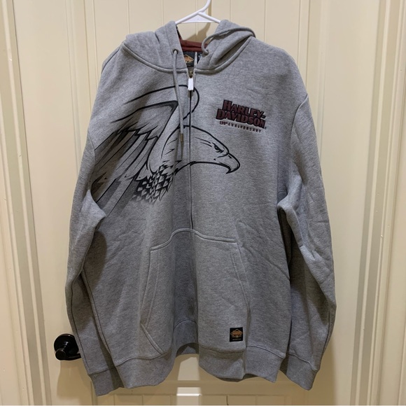 Harley-Davidson Men's 120th Anniversary Zip-Up Hoodie - Heather Gray 96521-23VM - Picture 2 of 11